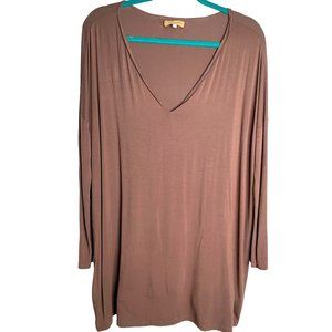 Piko 1988 Womens Tan Knit Jersey Long Sleeve Oversized Tunic/Mini-Dress Size S